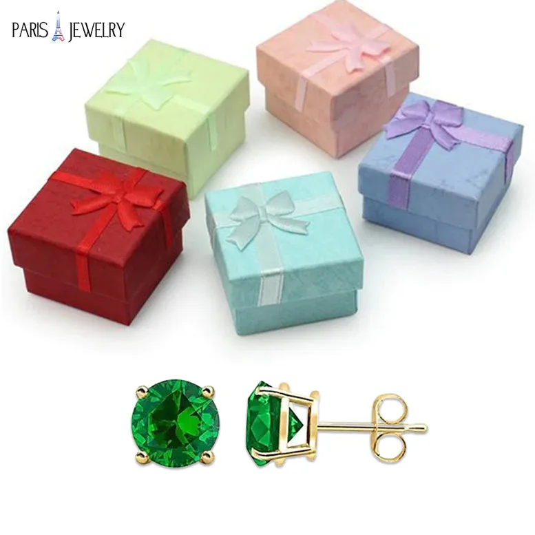 10k Yellow Gold Plated 2 Ct Round Created Emerald Stud Earrings