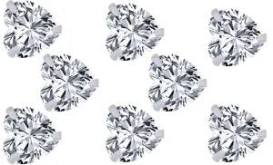 18k White Gold Plated 4Ct Heart White Sapphire Set Of Four Stud Earrings