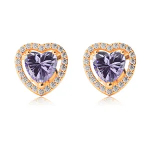 18k Yellow Gold Plated 4 Ct Created Halo Heart Tanzanite Stud Earrings