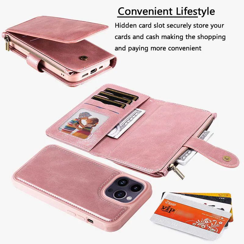 2 In 1 Phone Case For Iphone Multiple Slot Wallet