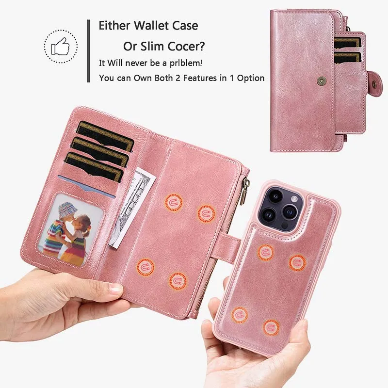2 In 1 Phone Case For Iphone Multiple Slot Wallet