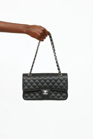 2019 Black Quilted Medium Double Flap Shoulder Bag