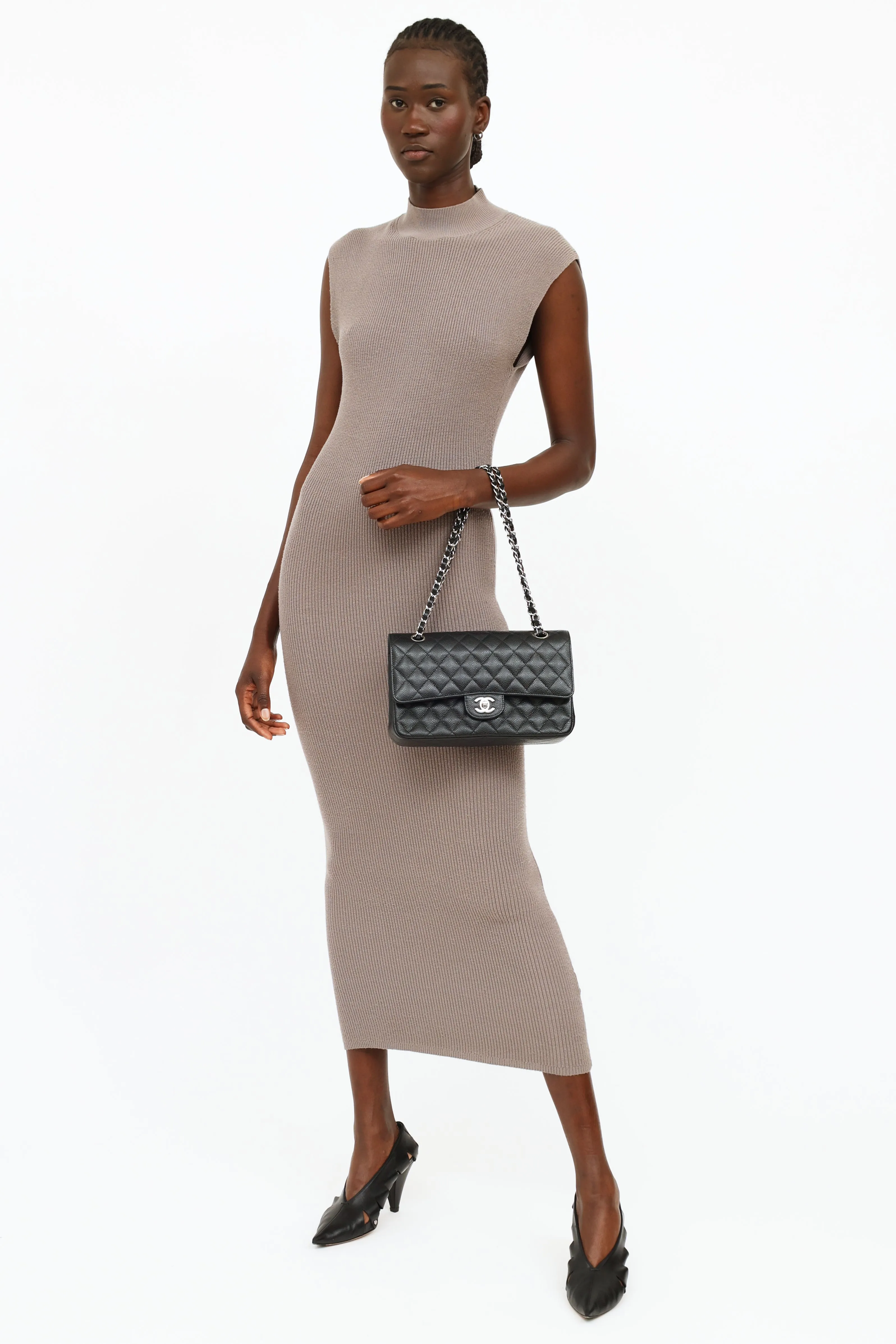 2019 Black Quilted Medium Double Flap Shoulder Bag