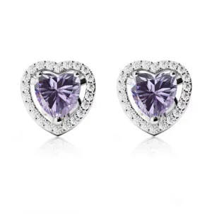 24k White Gold Plated 4 Ct Created Halo Heart Tanzanite Stud Earrings