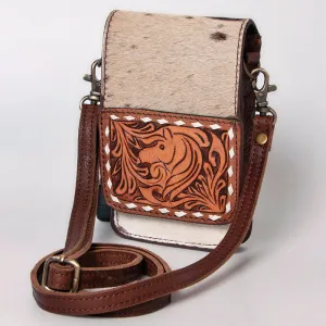 American Darling Cell Phone Holder Hand Tooled Hair-On Genuine Leather Women Bag Western Handbag Purse