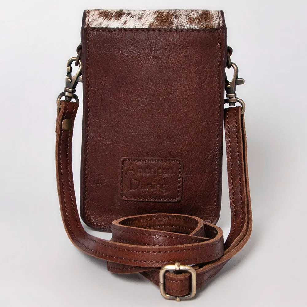 American Darling Cell Phone Holder Hand Tooled Hair-On Genuine Leather Women Bag Western Handbag Purse