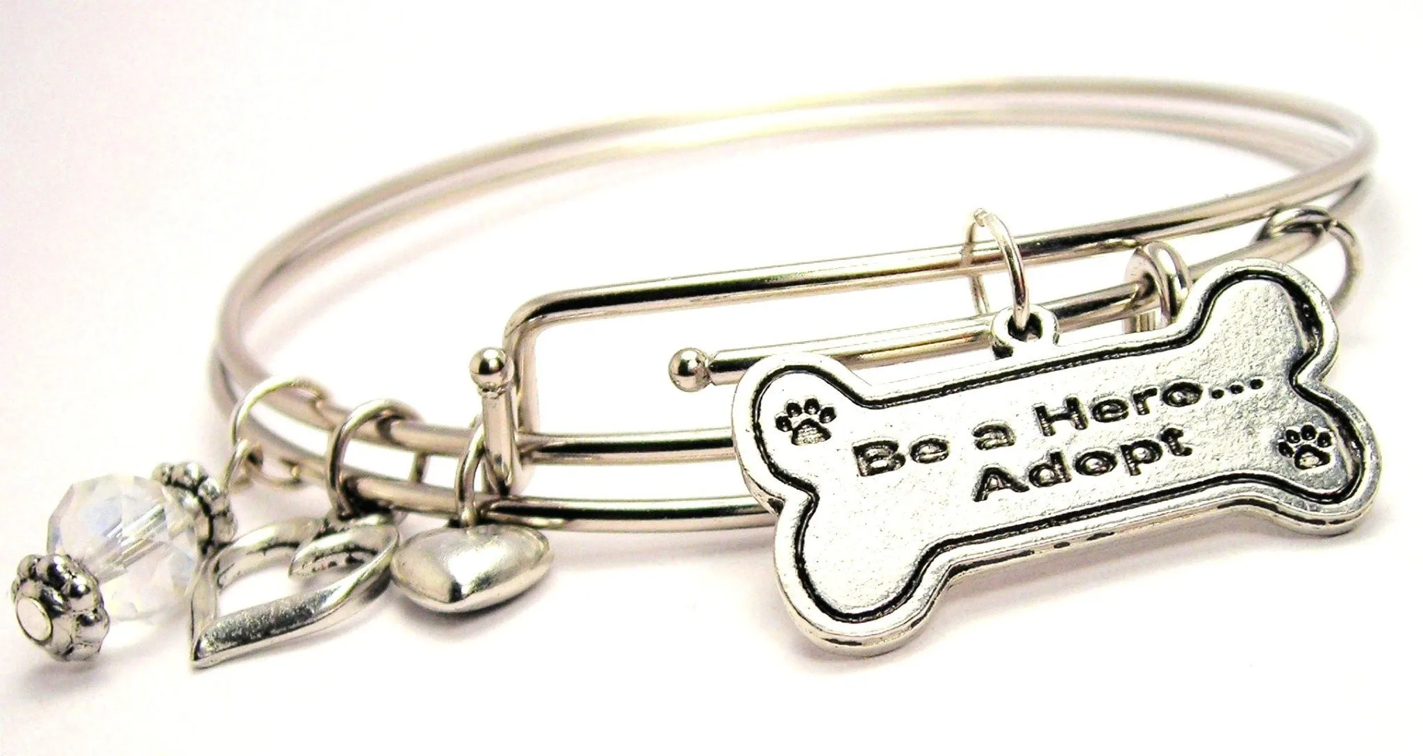 Be A Hero Adopt Dog Bone Expandable Bangle Bracelet Set