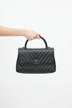 Black Quilted Leather Coco Handle Crossbody Bag