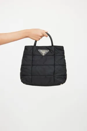 Black Quilted Tessuto Impuntu Tote Bag
