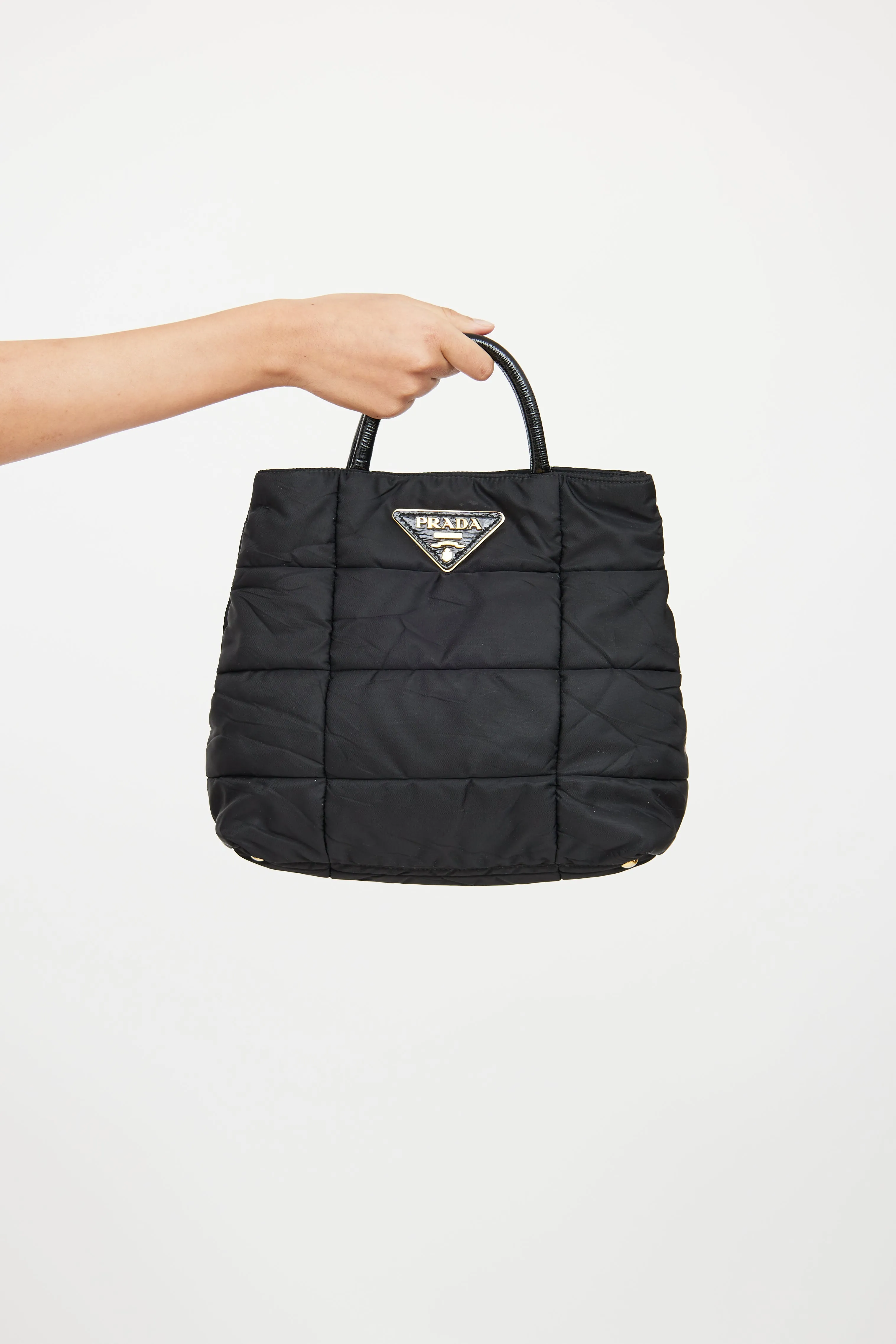 Black Quilted Tessuto Impuntu Tote Bag