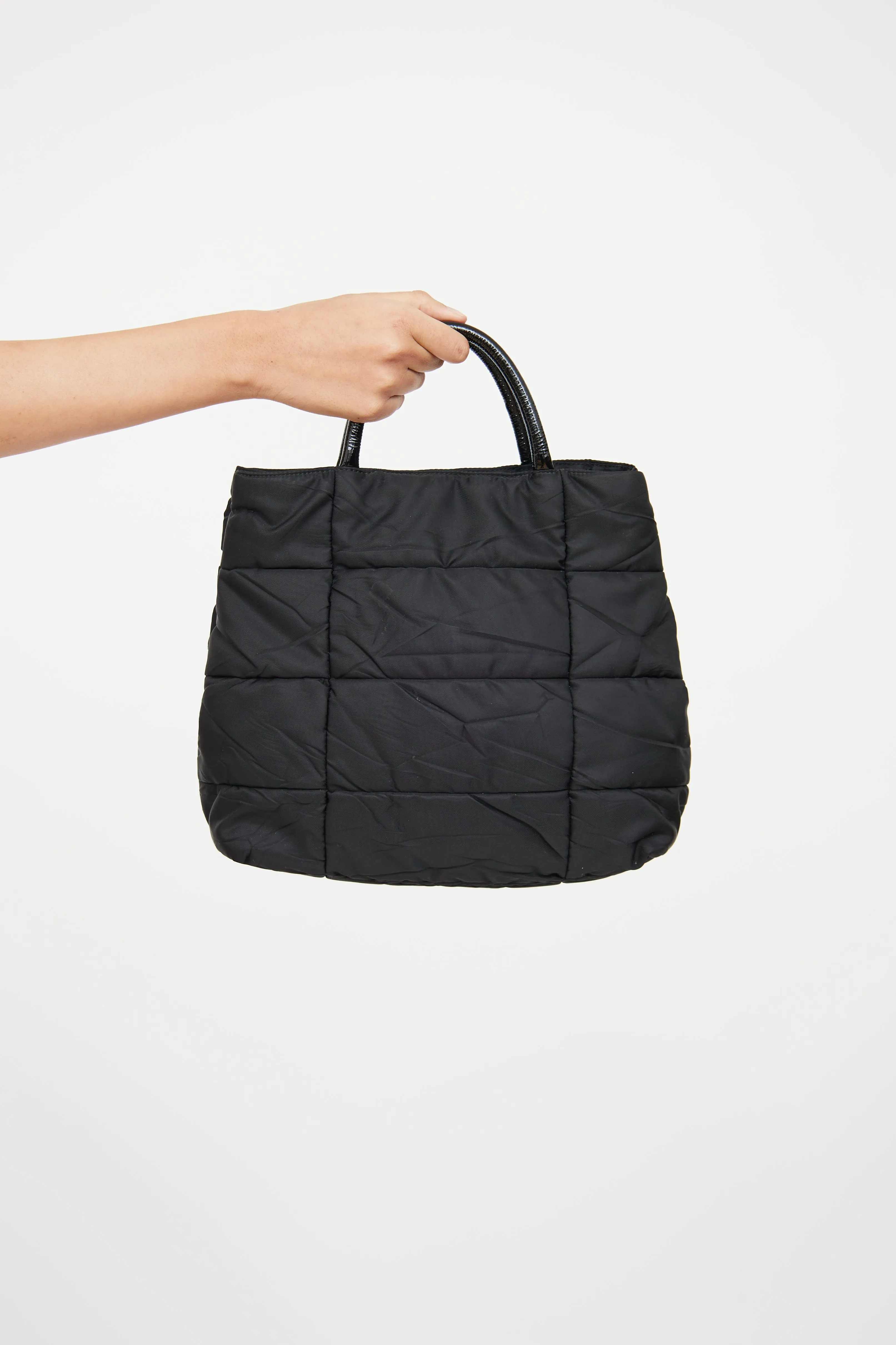 Black Quilted Tessuto Impuntu Tote Bag