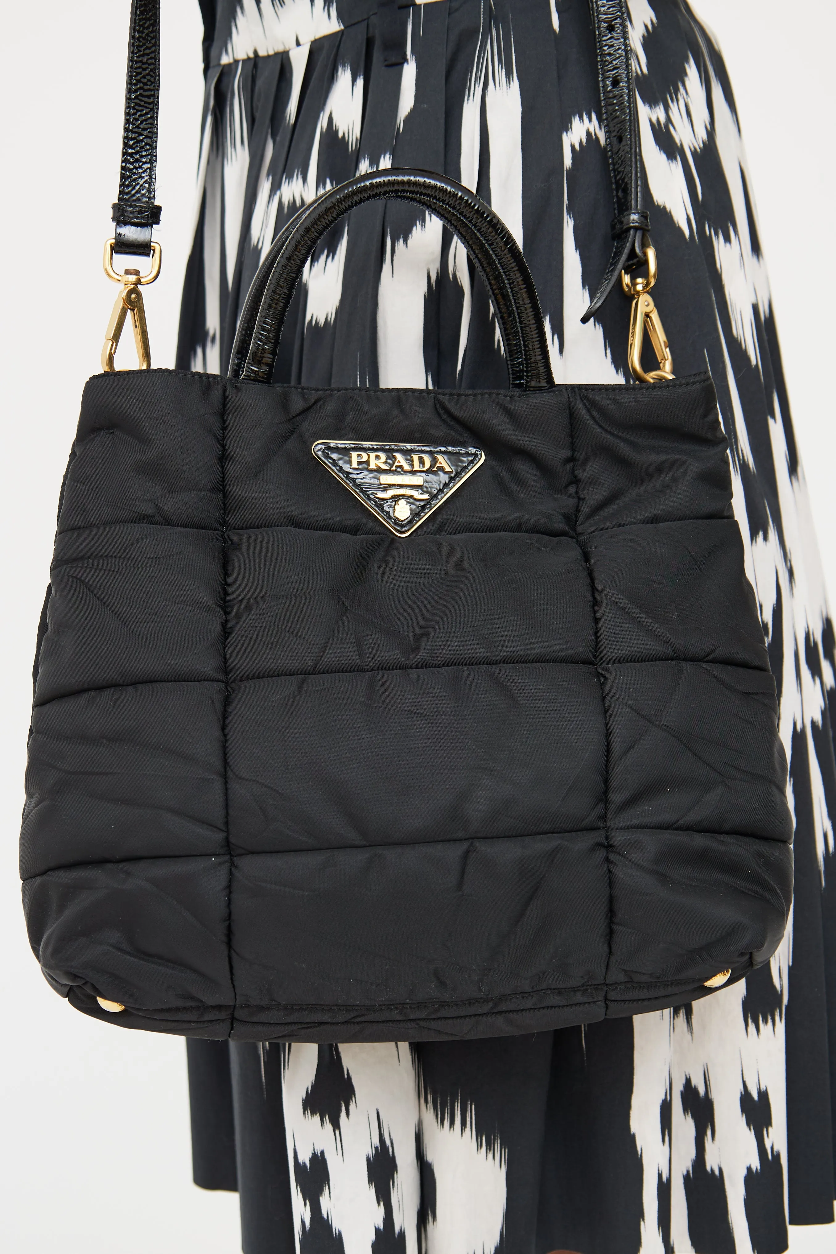 Black Quilted Tessuto Impuntu Tote Bag