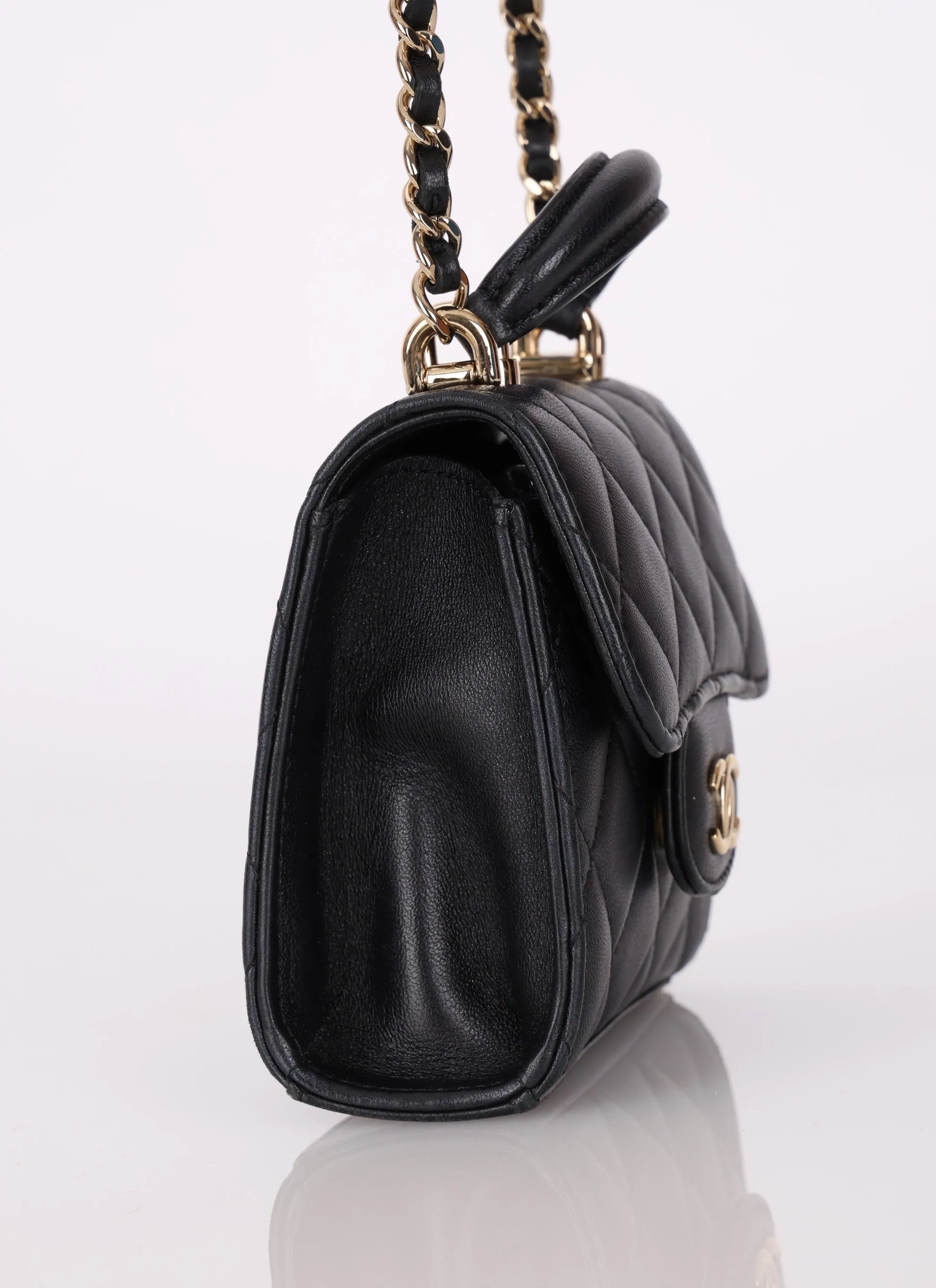 Chanel 2022 Lambskin Mini Square Top Handle Crossbody