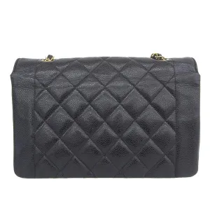CHANEL Around 1992 Made Caviar Skin Diana Flap Chain Bag 25Cm Black