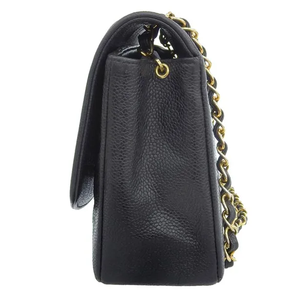 CHANEL Around 1992 Made Caviar Skin Diana Flap Chain Bag 25Cm Black