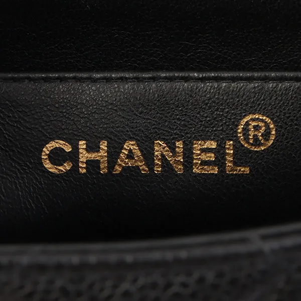 Chanel Around 1996 Made Caviar Skin Diana Flap Chain Bag Black