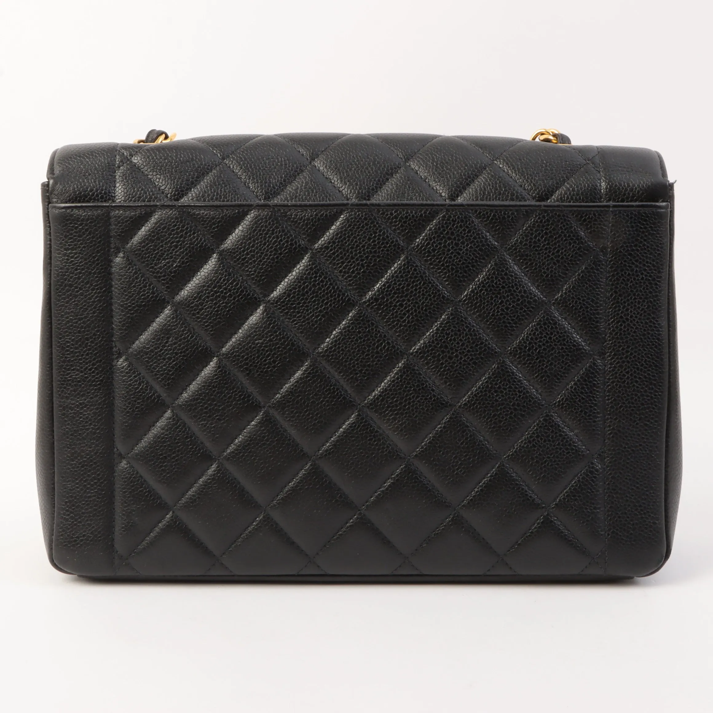 Chanel Around 1996 Made Caviar Skin Diana Flap Chain Bag Black