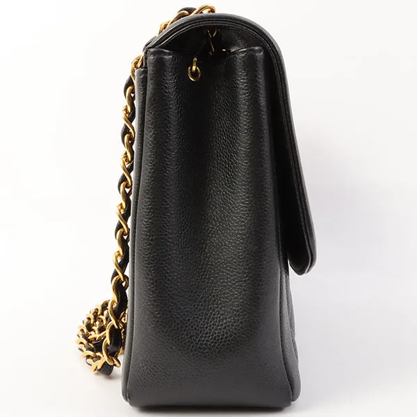 Chanel Around 1996 Made Caviar Skin Diana Flap Chain Bag Black
