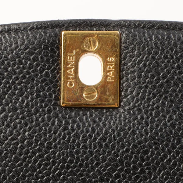 Chanel Around 1996 Made Caviar Skin Diana Flap Chain Bag Black