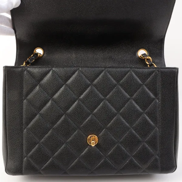 Chanel Around 1996 Made Caviar Skin Diana Flap Chain Bag Black