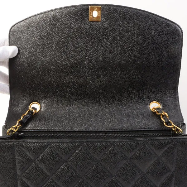 Chanel Around 1996 Made Caviar Skin Diana Flap Chain Bag Black