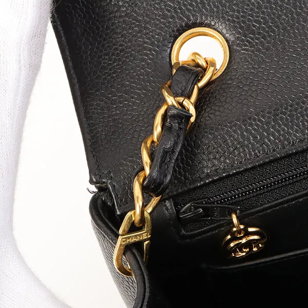 Chanel Around 1996 Made Caviar Skin Diana Flap Chain Bag Black