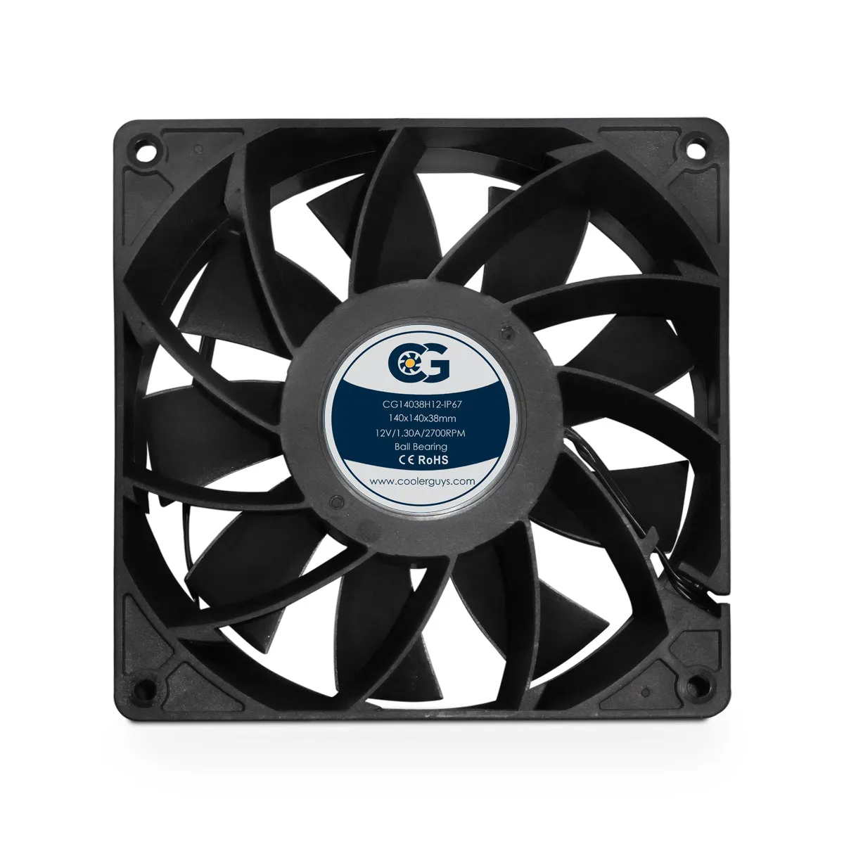 Coolerguys 140mm (140x140x38) 12 VDC 3Pin High Airflow Waterproof IP67 Fan CG14038H12-IP67