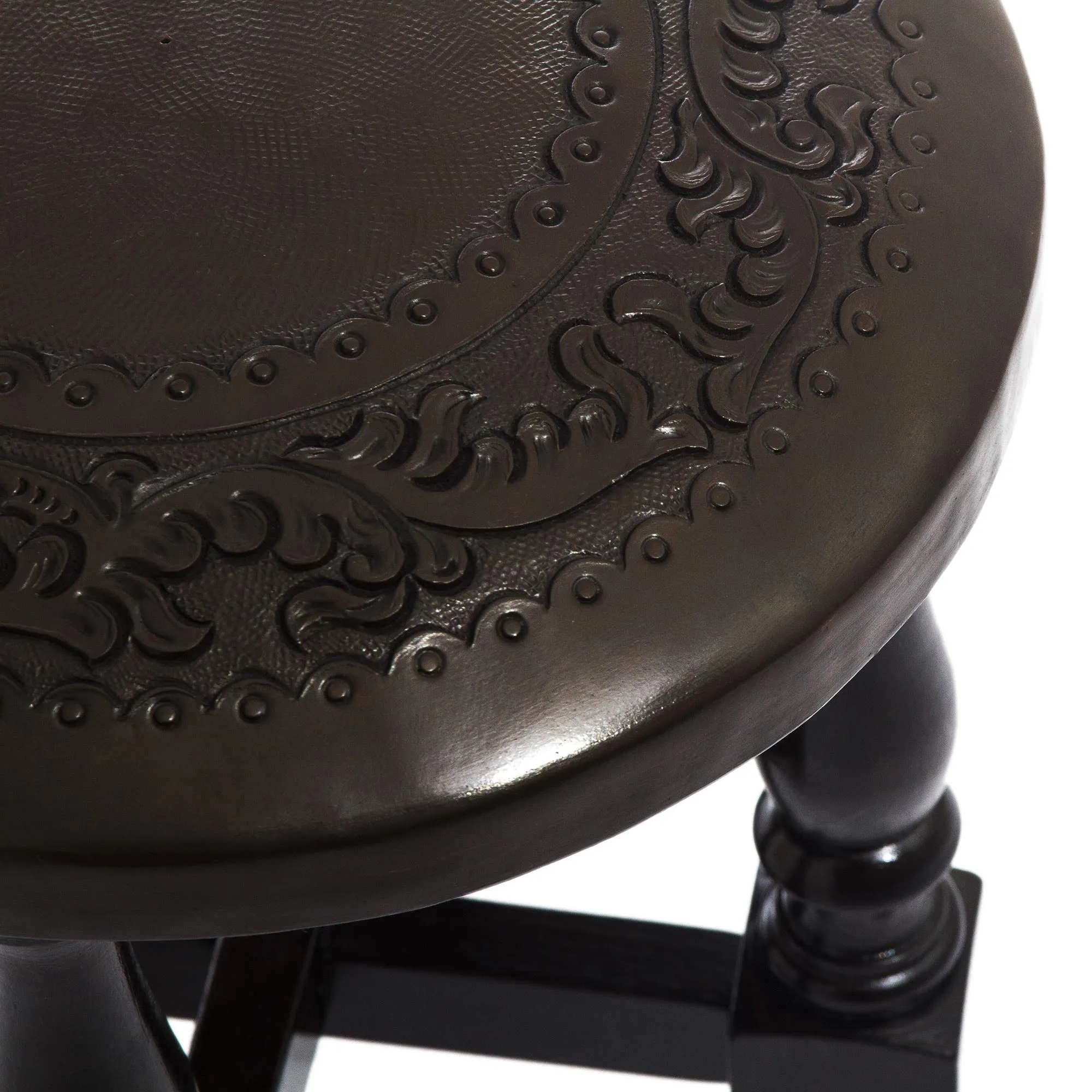Fair Trade Cedar Wood Leather Brown Stool - Colonial Guard | NOVICA