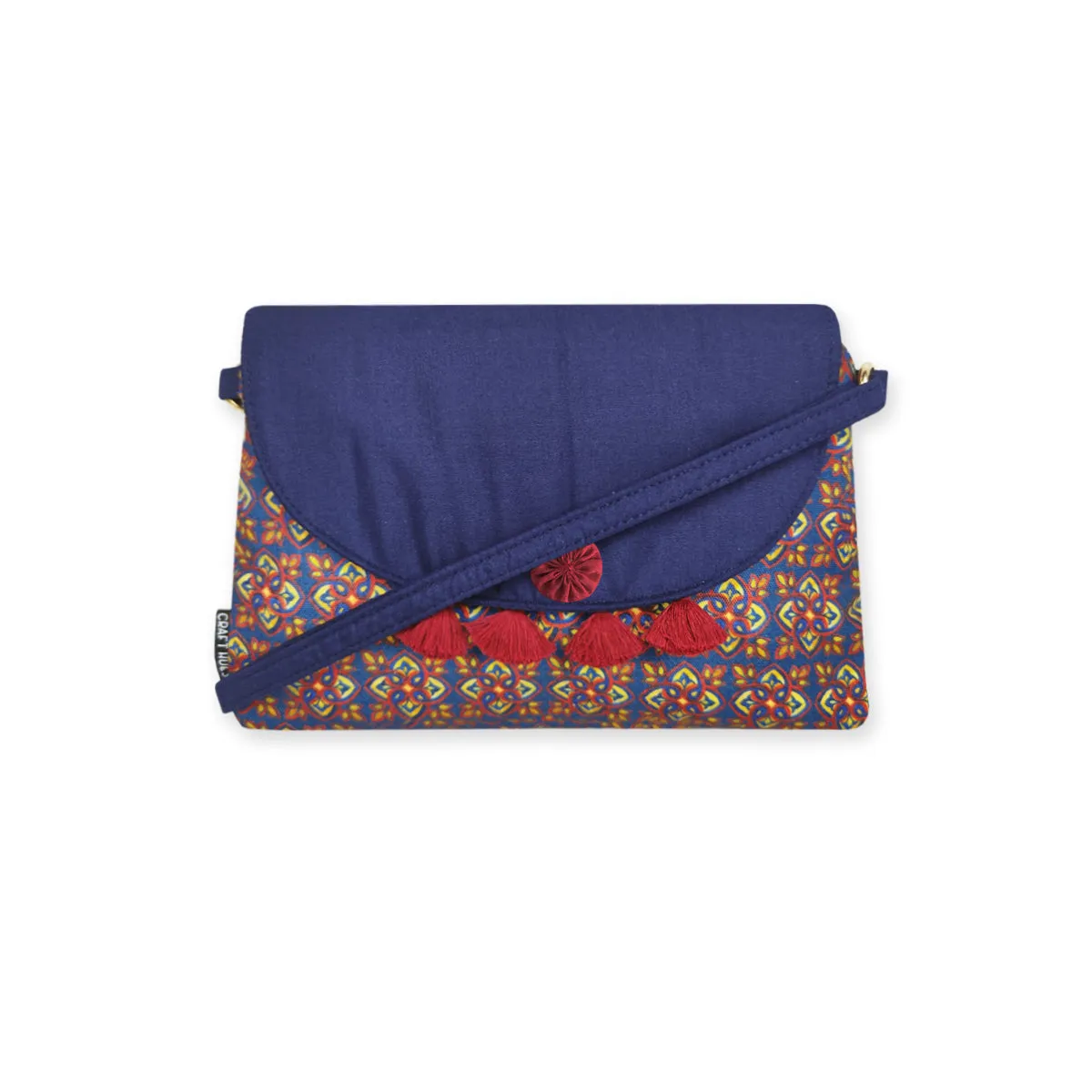 Flap Tassel Sling Bag- Blue Knot