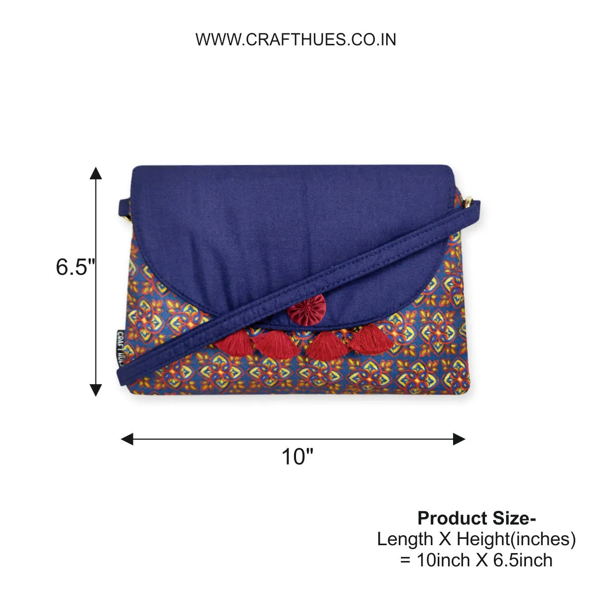 Flap Tassel Sling Bag- Blue Knot