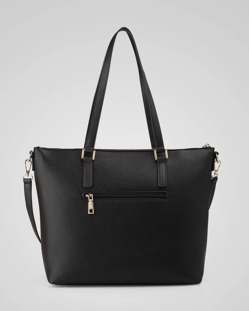 Inga Large Zip Top Tote Bag with Laptop Pocket   Leopard Bag Strap