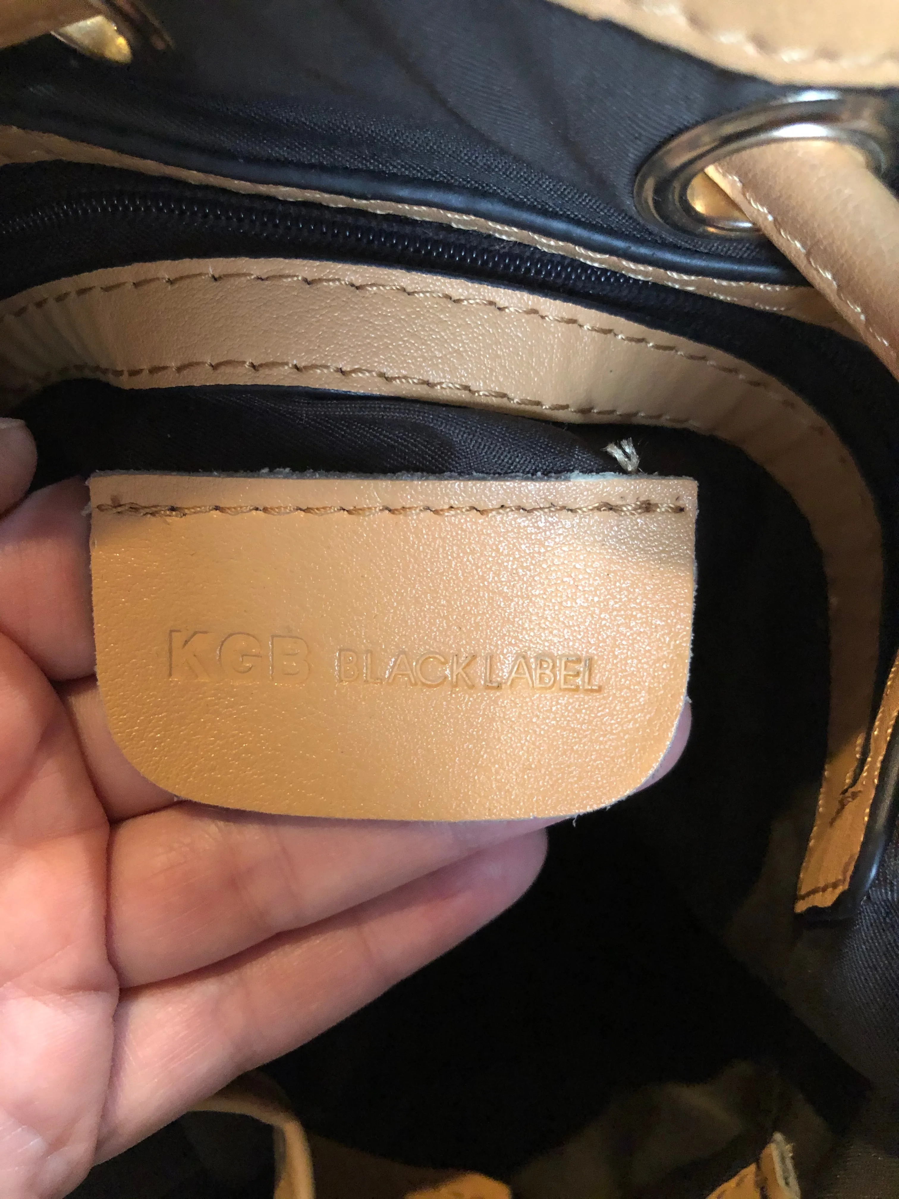 KGB Orange and Peach Leather Bucket Bag