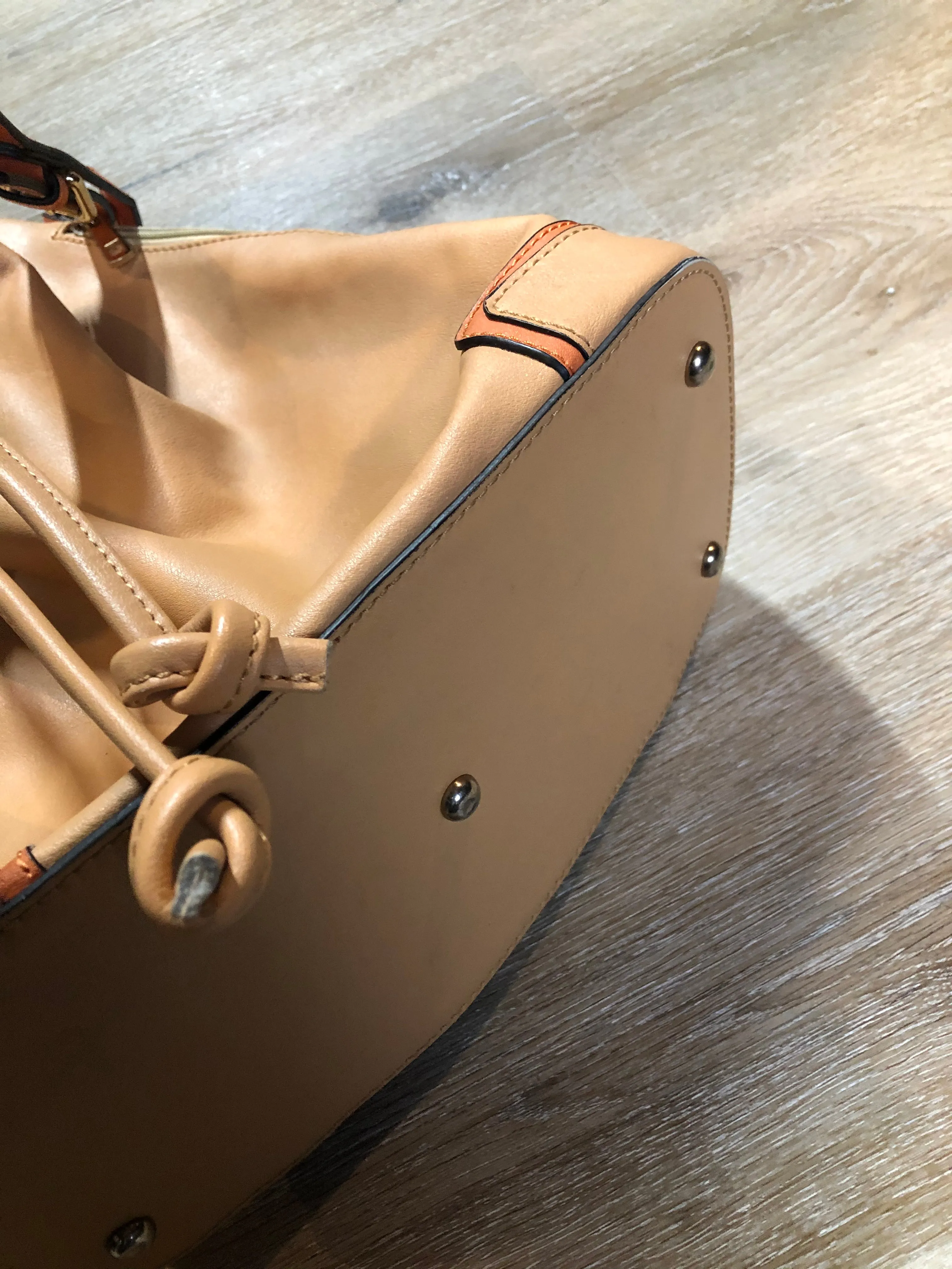 KGB Orange and Peach Leather Bucket Bag