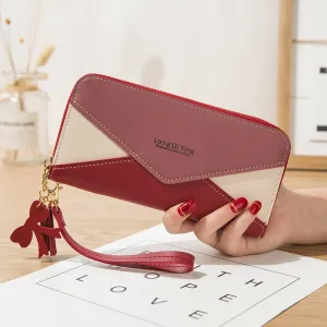 Long Zipper Money Clip Women Envelope Leather Phone Bag
