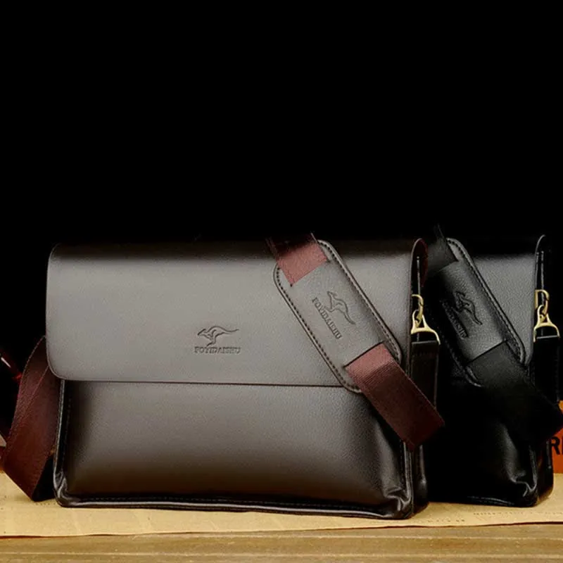 Men's Leather Crossbody Bag Messenger Bag Travel Work Business Satchel