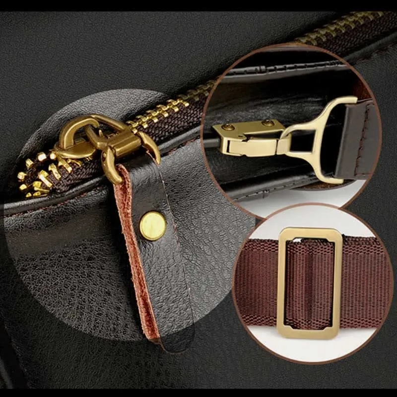 Men's Leather Crossbody Bag Messenger Bag Travel Work Business Satchel
