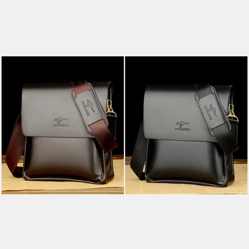 Men's Leather Crossbody Bag Messenger Bag Travel Work Business Satchel