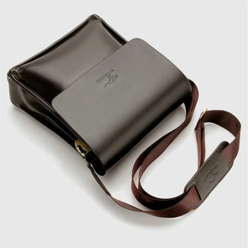 Men's Leather Crossbody Bag Messenger Bag Travel Work Business Satchel