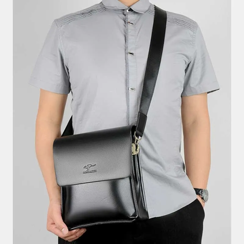 Men's Leather Crossbody Bag Messenger Bag Travel Work Business Satchel
