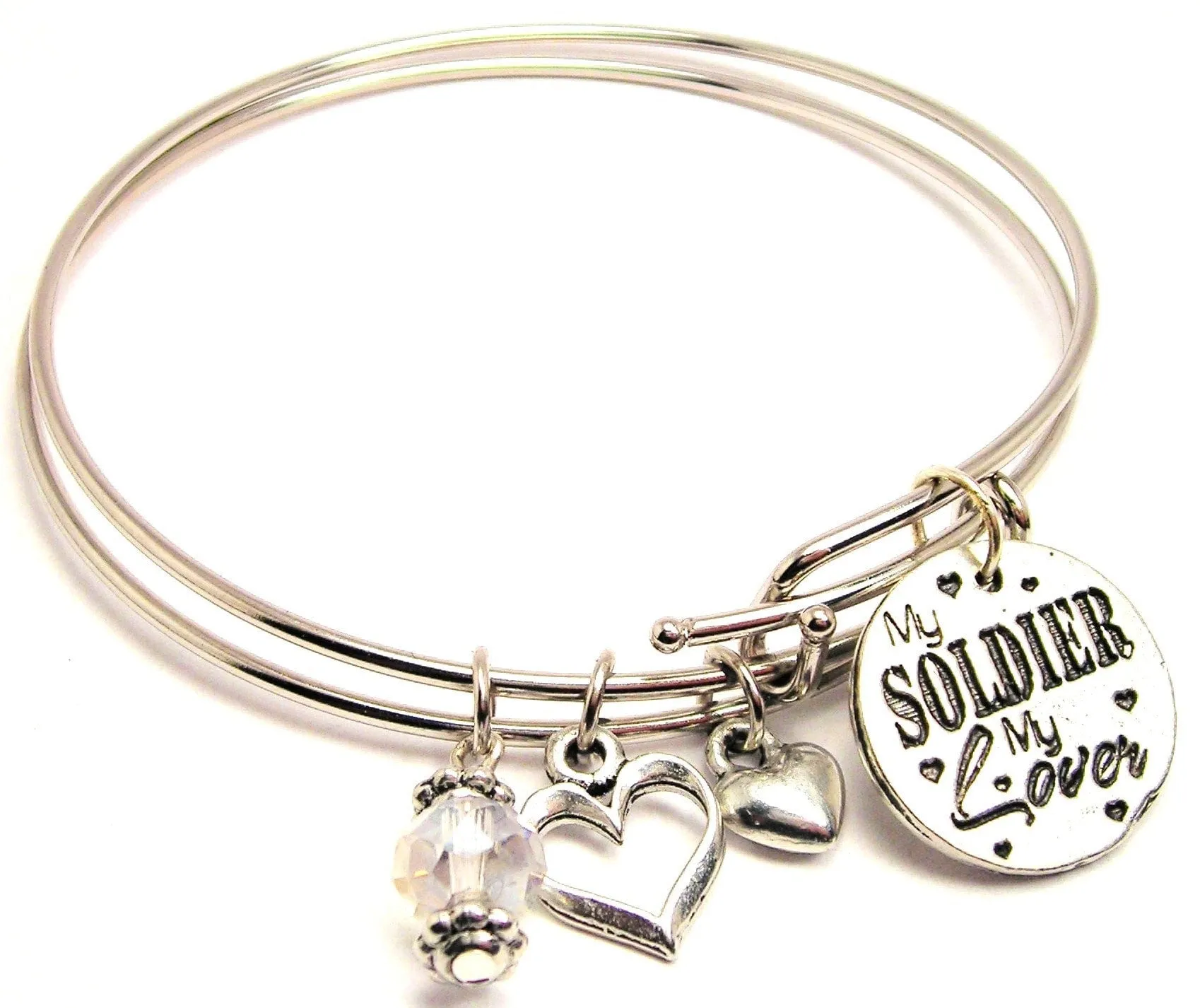 My Soldier My Lover Expandable Bangle Bracelet Set