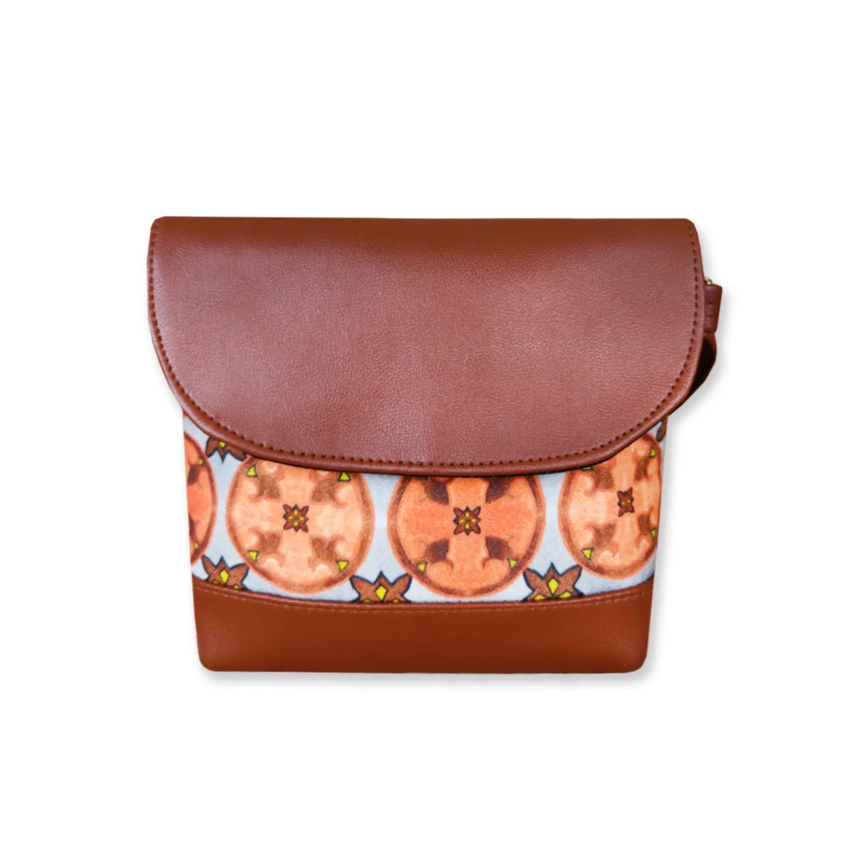 Orange Rangoli Flap Sling Bag