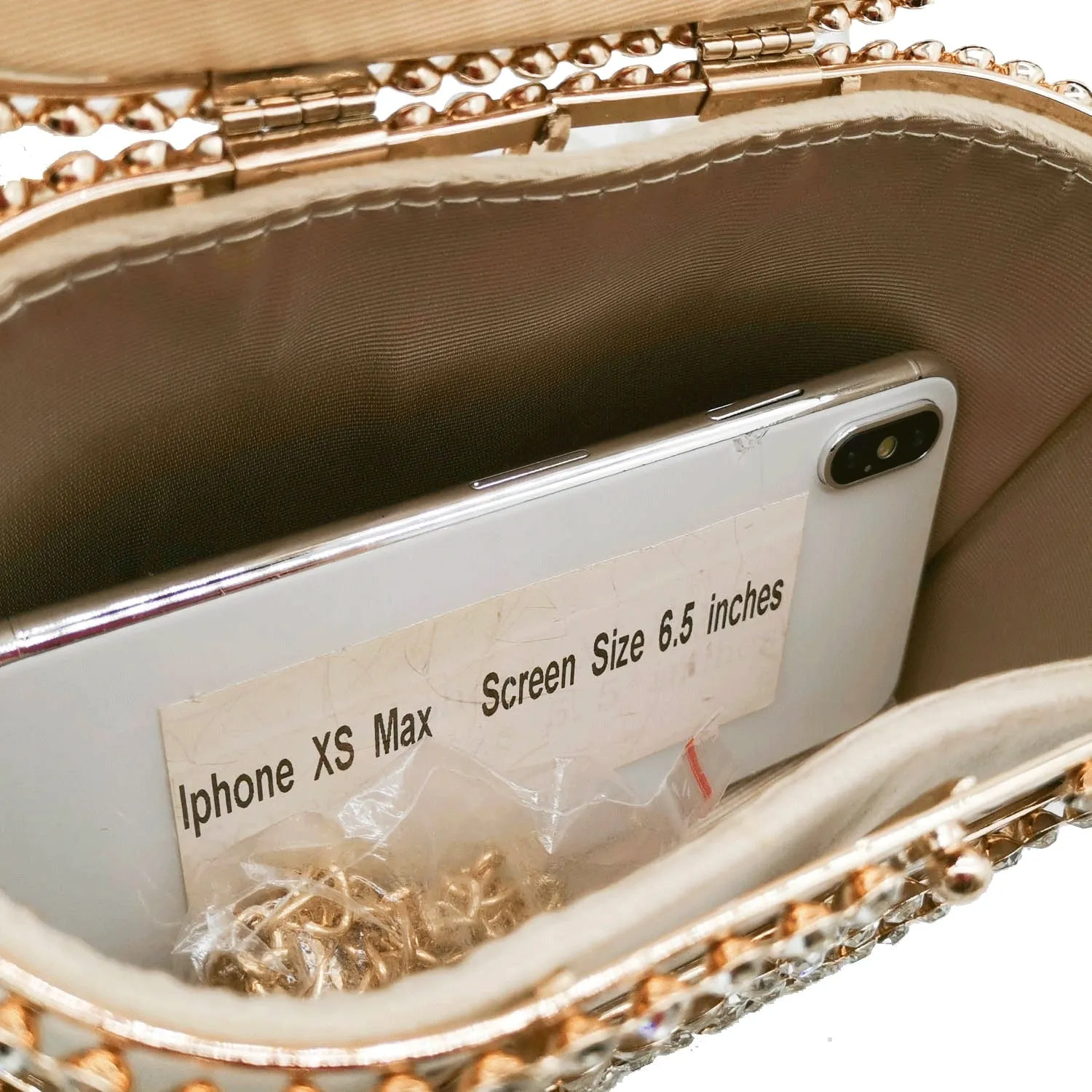 Pearl Handle Gold Crystal Handbag