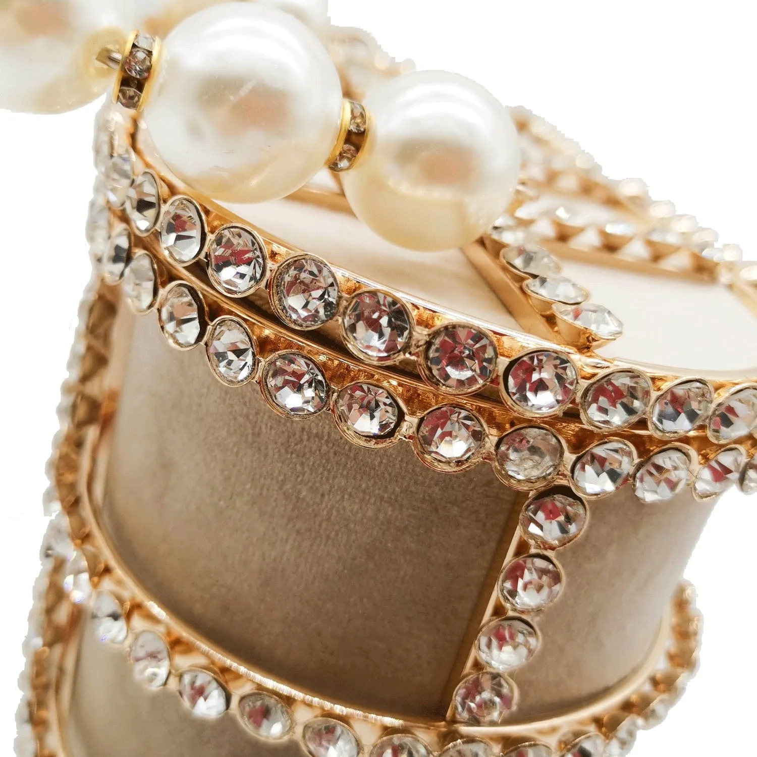 Pearl Handle Gold Crystal Handbag