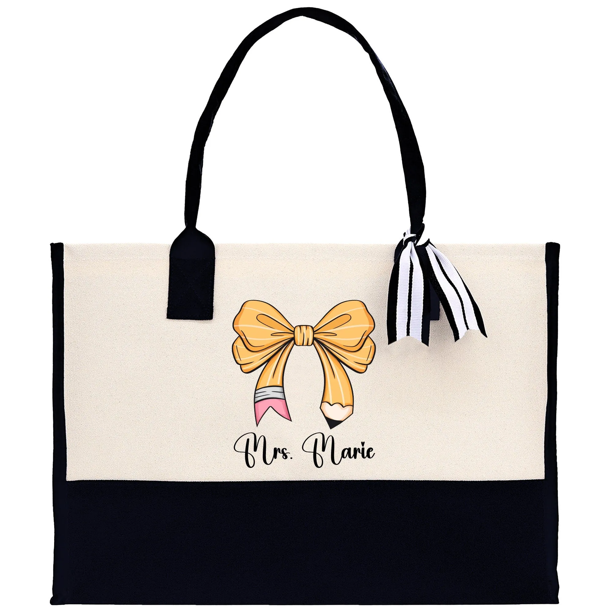 Personalized Teacher Cotton Canvas Tote Bag Gift for Teachers Life Tote Custom Teacher Appreciation Gift Bag Teacher Name Bag (TTB1035)