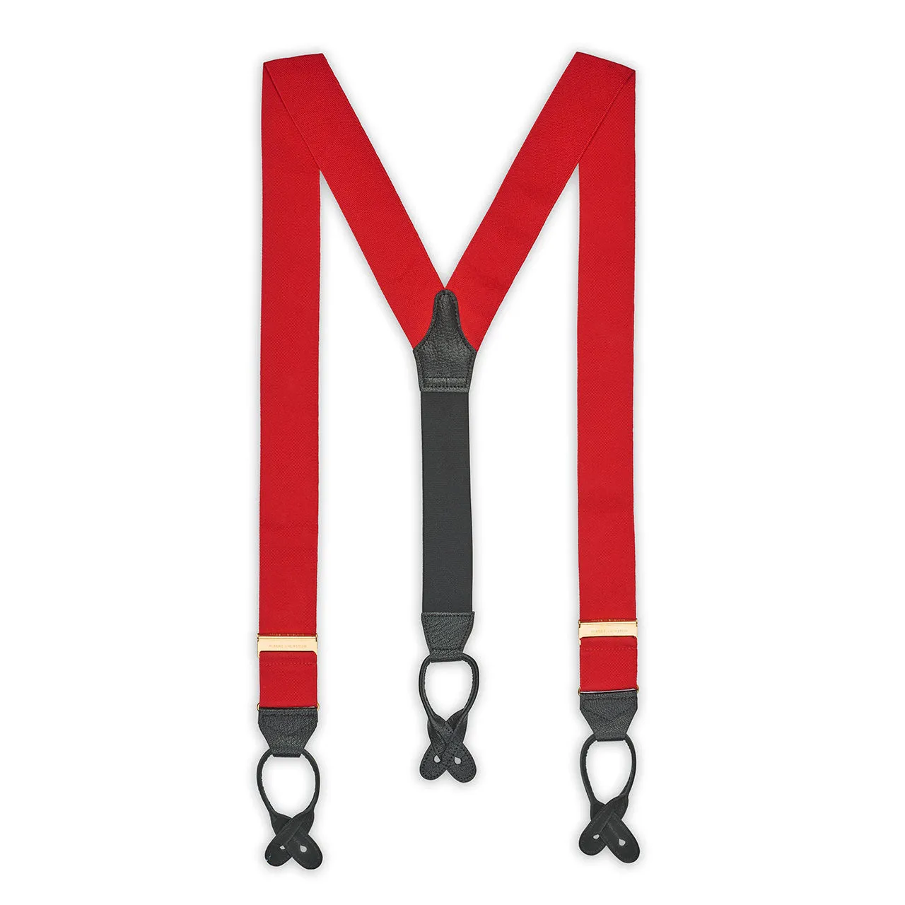Plain Barathea Braces with Button in Fiesta Red