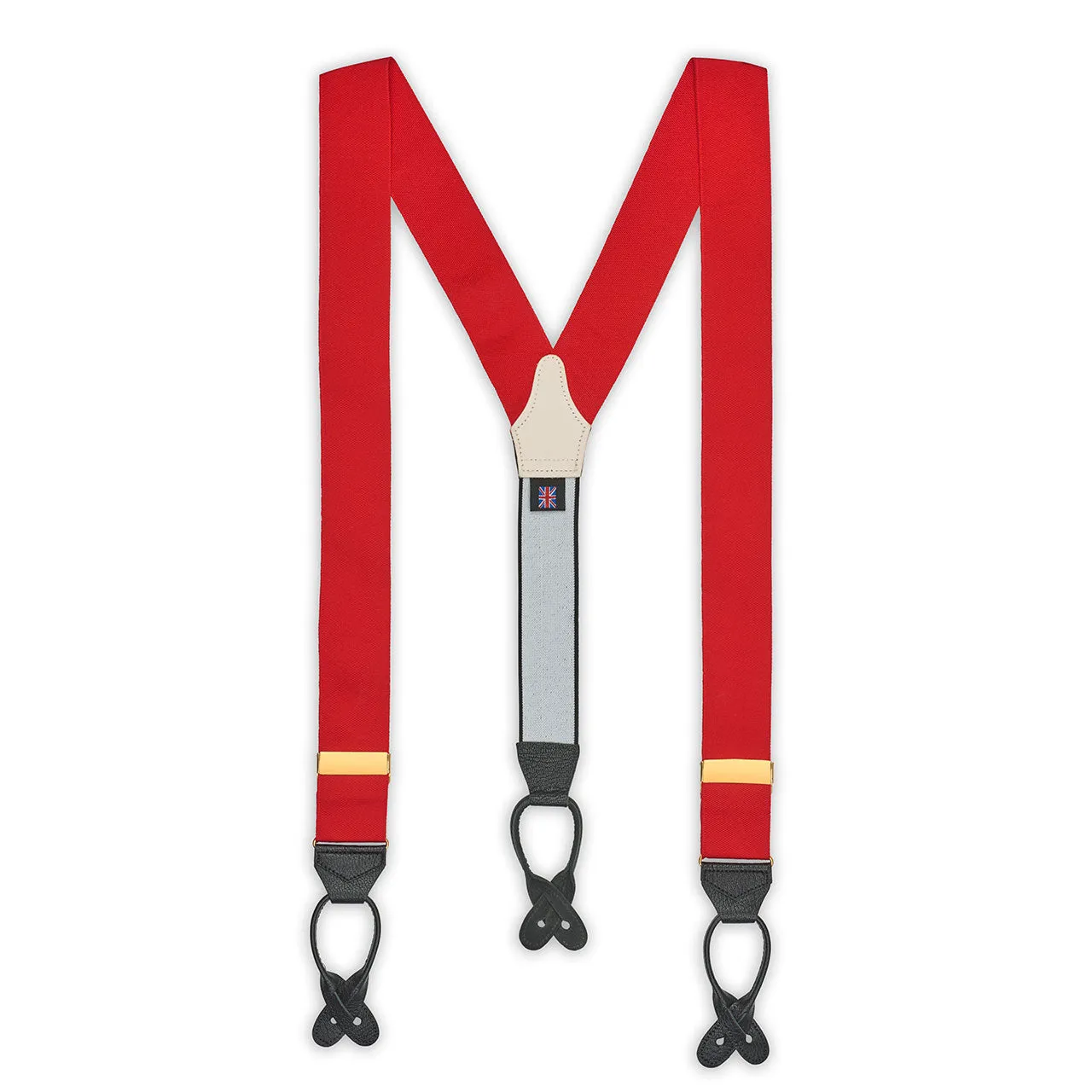 Plain Barathea Braces with Button in Fiesta Red