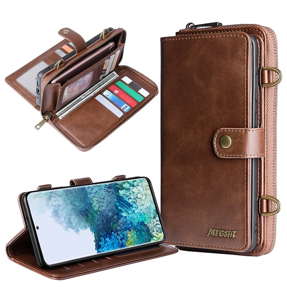Samsung Galaxy Case Wallet - Detachable Wallet, Shoulder Strap and Phone