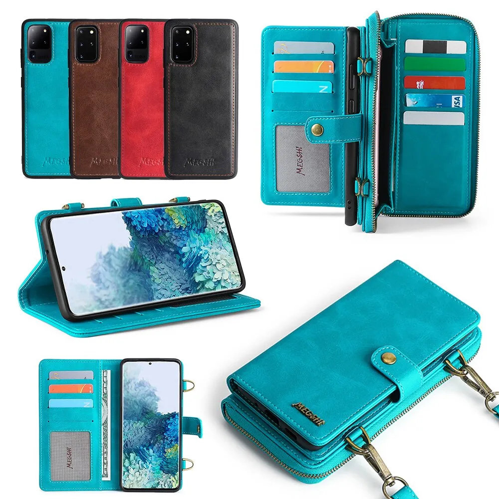Samsung Galaxy Case Wallet - Detachable Wallet, Shoulder Strap and Phone