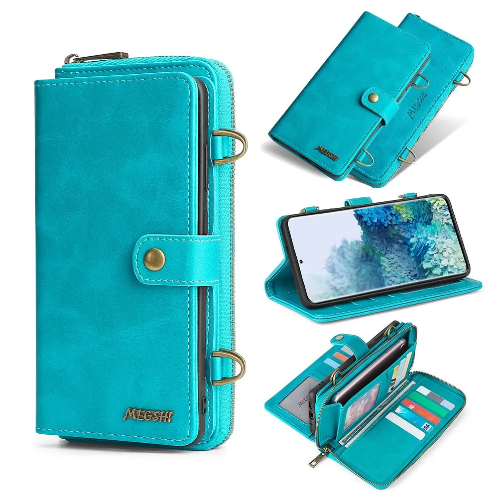 Samsung Galaxy Case Wallet - Detachable Wallet, Shoulder Strap and Phone