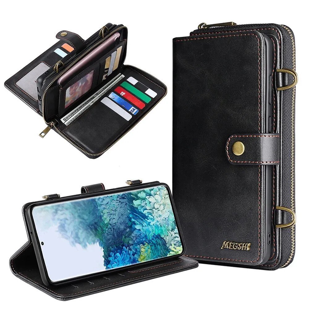 Samsung Galaxy Case Wallet - Detachable Wallet, Shoulder Strap and Phone